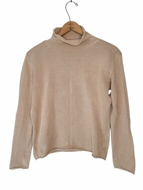 J. Jill Tan Silk Blend Rollneck Sweater Size Small